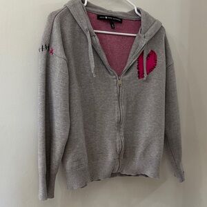 Kerri Rosenthal Pink and Gray Knit Sweater - zip up hoodie - women’s medium